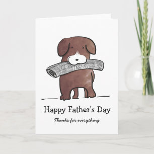 Dog with newspaper Father's Day card
