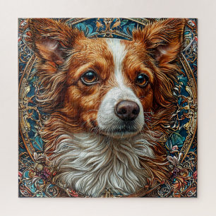Dog With Ornate Decorative Background Jigsaw Puzzle