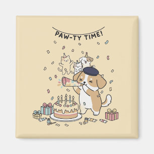 Dog With Party Horn Cute Kawaii Home Decor Art Magnet