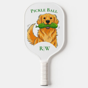 Dog with pickle nod to Pickleball origin  Paddle