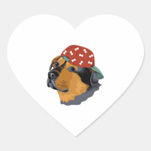 Dog with red cap heart sticker
