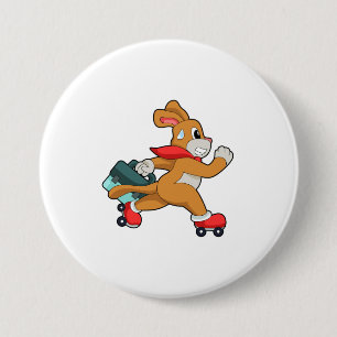 Dog with Roller skates 7.5 Cm Round Badge