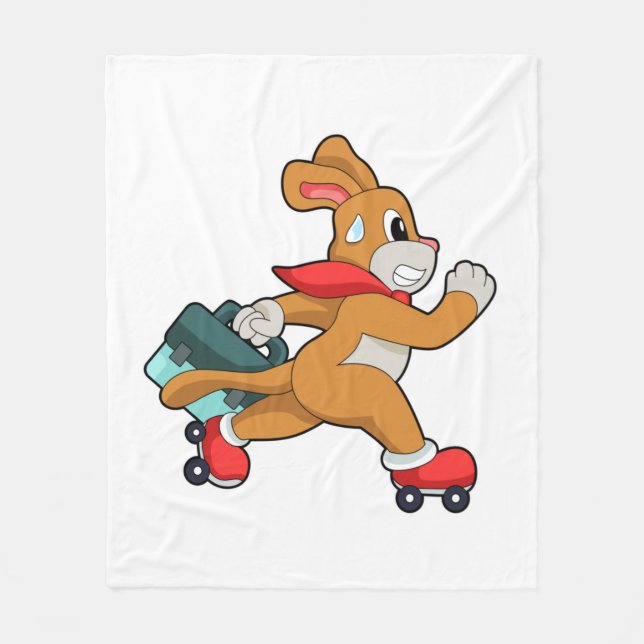 Dog with Roller skates Fleece Blanket (Front)