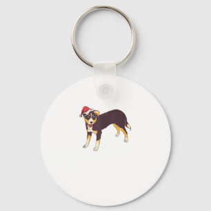 Dog With Santa Hat - Funny Christmas Key Ring