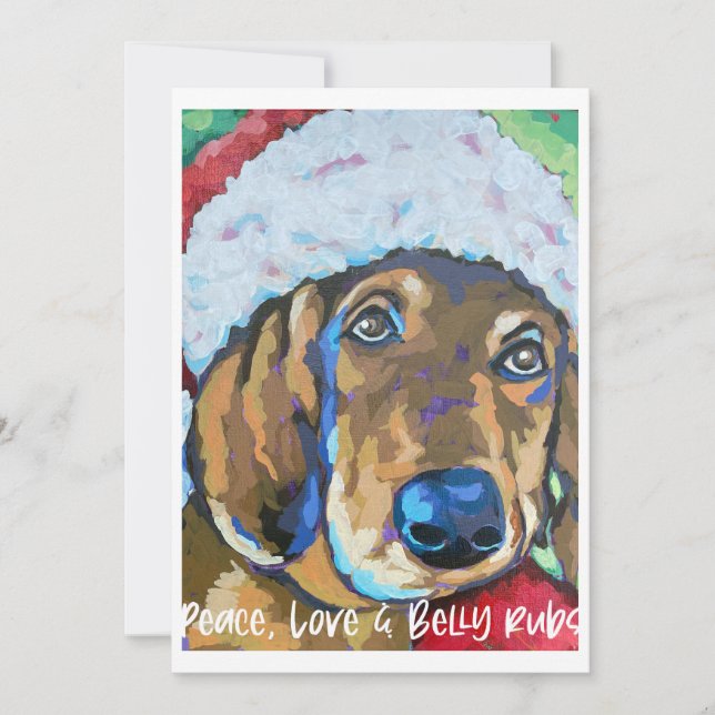 Dog with Santa Hat holiday note card (Front)