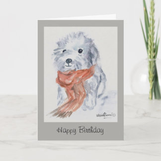 Dog with scarf Happy Birthday Card