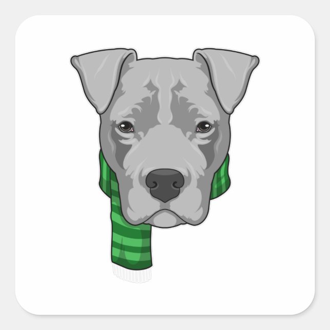 Dog with Scarf Square Sticker (Front)