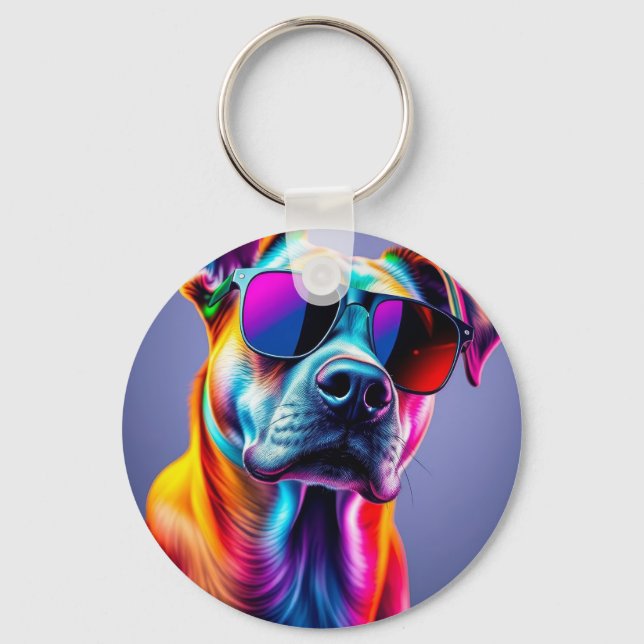 Dog with sunglasses key ring (Front)