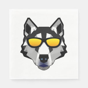 Dog with Sunglasses - Siberian Husky Napkin