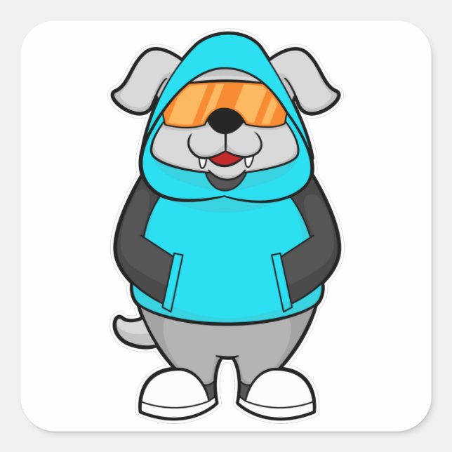 Dog with Sunglasses Square Sticker (Front)