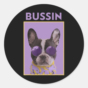 Dog With Sungles Bulldog Bussin Classic Round Sticker