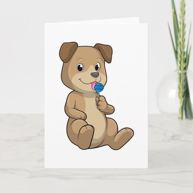Dog with Sweets Lollipop Card (Front)
