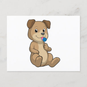 Dog with Sweets Lollipop Postcard