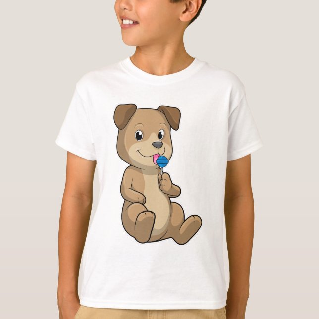 Dog with Sweets Lollipop T-Shirt (Front)