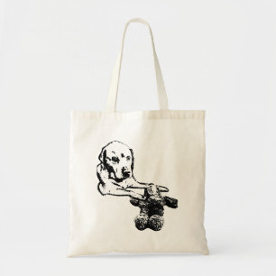 Dog with Teddy Bear Art Tote Bag