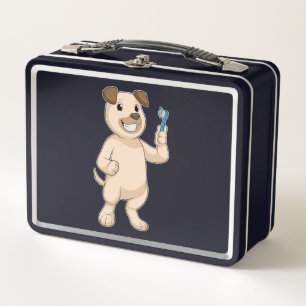 Dog with Toothbrush Metal Lunch Box
