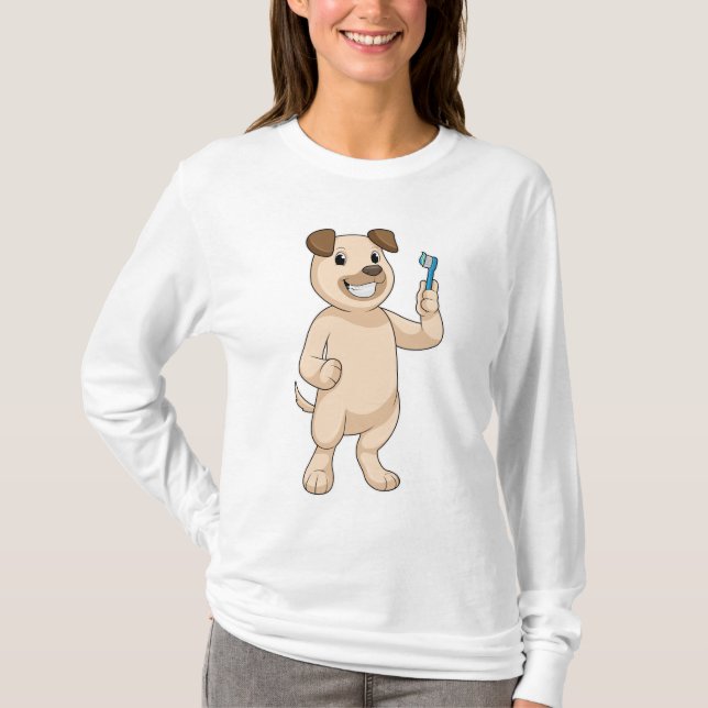 Dog with Toothbrush T-Shirt (Front)