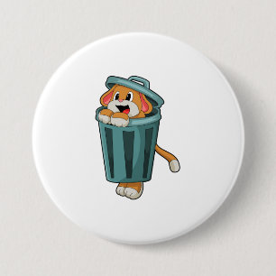 Dog with Trashcan 7.5 Cm Round Badge
