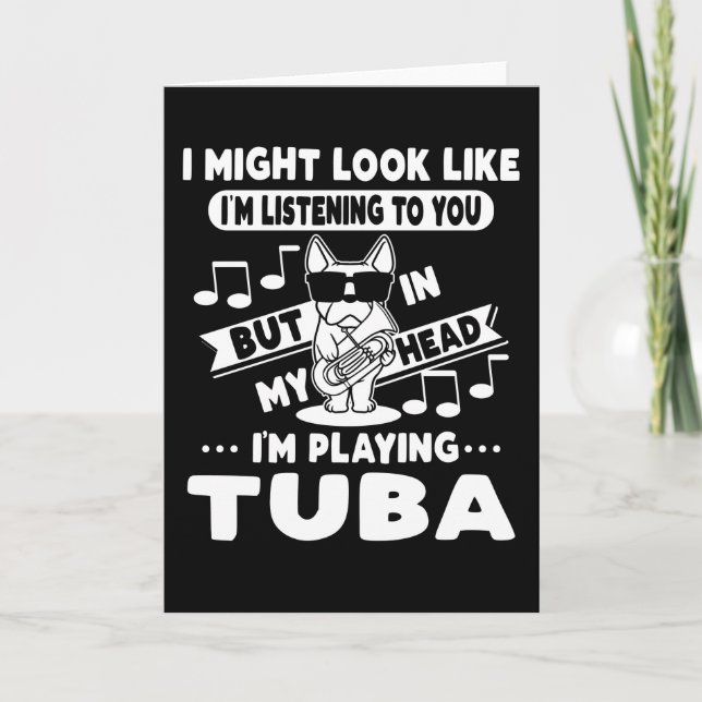 Dog With Tuba Music Tubaist Tubist Tuba Card (Front)