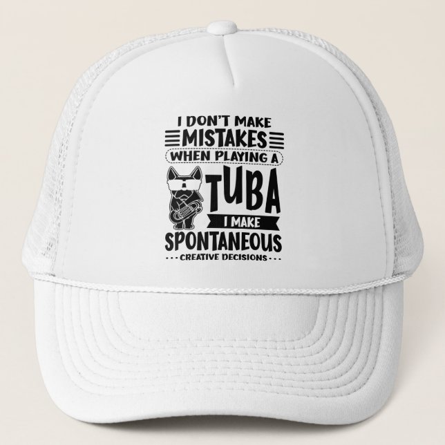 Dog With Tuba Music Tubaist Tubist Tuba Trucker Hat (Front)