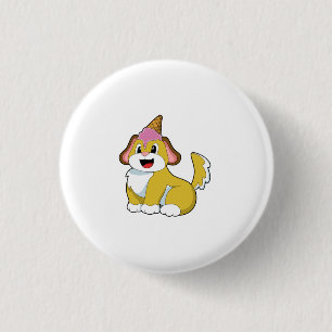 Dog with Waffle ice cream 3 Cm Round Badge