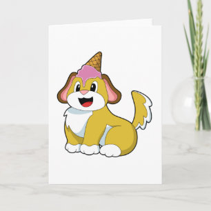 Dog with Waffle ice cream Card