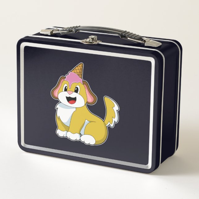Dog with Waffle ice cream Metal Lunch Box (Front)