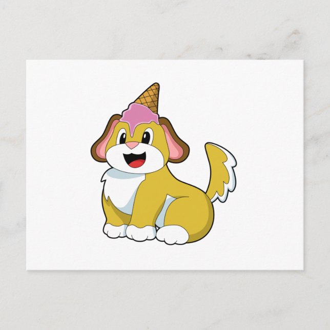 Dog with Waffle ice cream Postcard (Front)