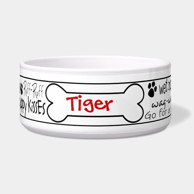 Dog Word Art Personalised Pet Bowl (Front)