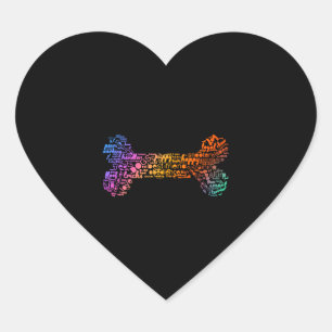 Dog Word Cloud (bone colourful) Heart Sticker