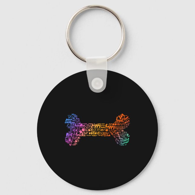 Dog Word Cloud (bone colourful) Key Ring (Front)