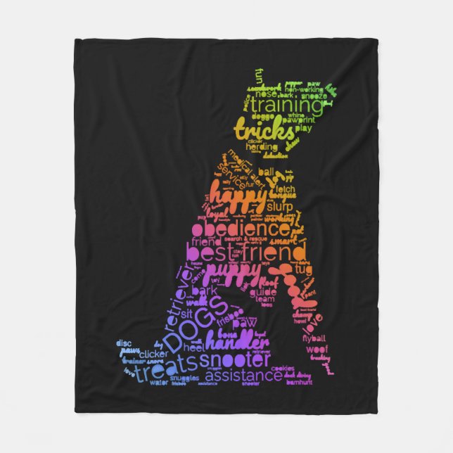 Dog Word Cloud (dog rainbow) Fleece Blanket (Front)