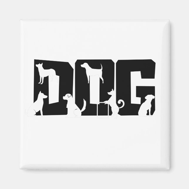 Dog WordArt In 3d Magnet (Front)
