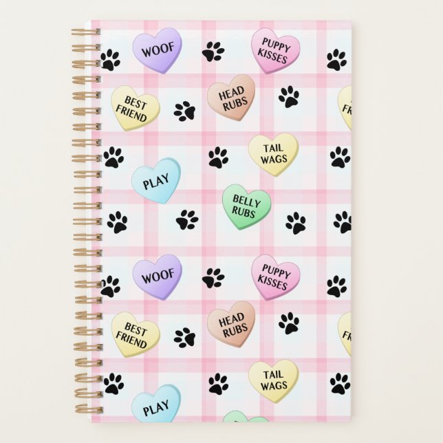 Dog Words Love Hearts Paw Prints Day Planner (Front)
