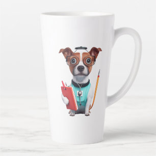 Dog Working as Nurse, Dog Wearing Nurse uniform Latte Mug