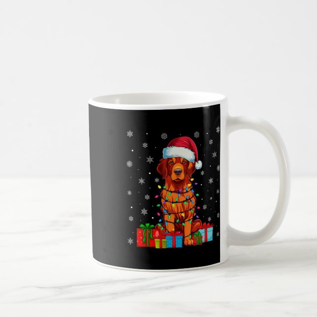 Dog Xmas Lights Santa Hat Chesapeake Bay Retriever Coffee Mug (Right)