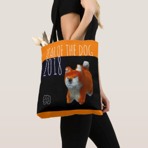 Dog Year 2018 Shiba Puppy 3D Digital Art Tote Bag