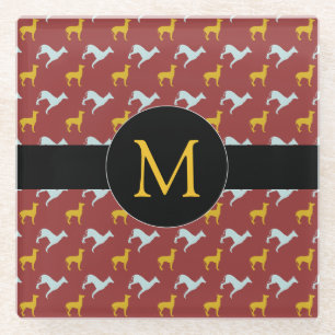 Dog Year 2018 Zodiac Birthday Monogram Glass C Coaster