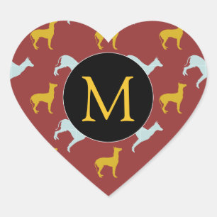 Dog Year Zodiac Birthday Monogram heart S Heart Sticker
