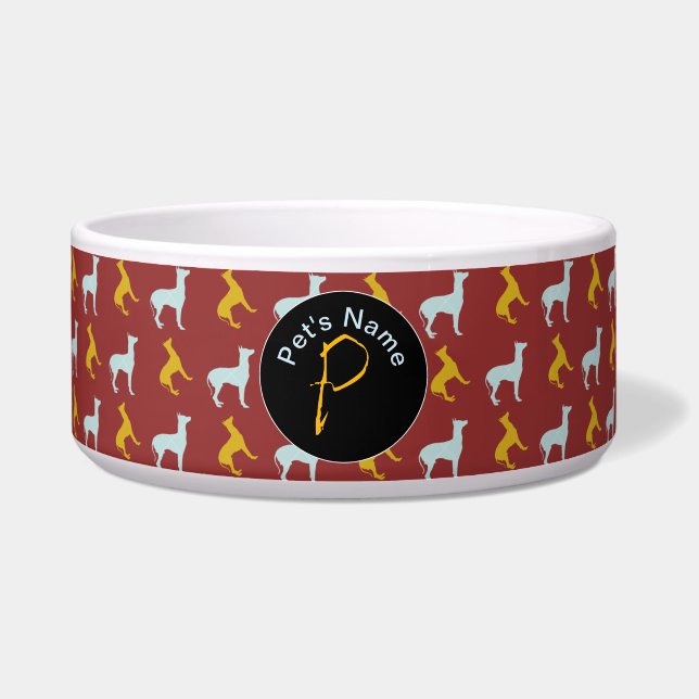 Dog Year Zodiac Birthday Monogram Pet's Bowl (Front)