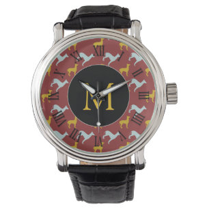 Dog Year Zodiac Birthday Monogram Roman Numerals W Watch