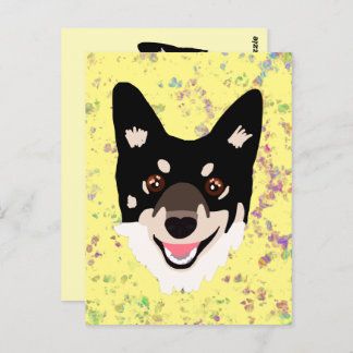 dog yellow  postcard