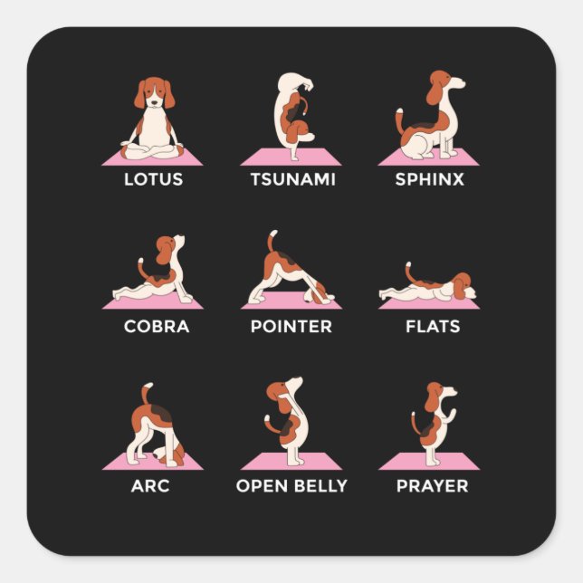 Dog Yoga Poses Funny Gift Square Sticker (Front)