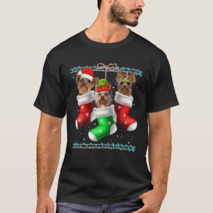 Dog Yorkshire Terrier Christmas Sock Funny Xmas Pa T-Shirt