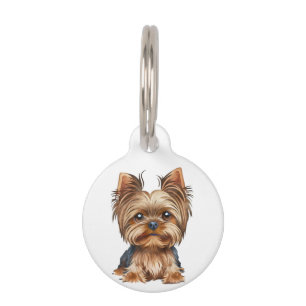 Dog yorkshire terrier watercolor pet tag