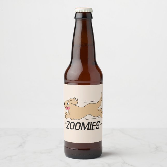 Dog Zoomies Funny Beer Bottle Label (Front)