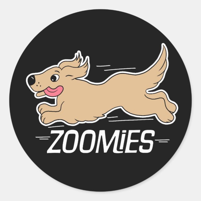 Dog Zoomies Funny Classic Round Sticker (Front)