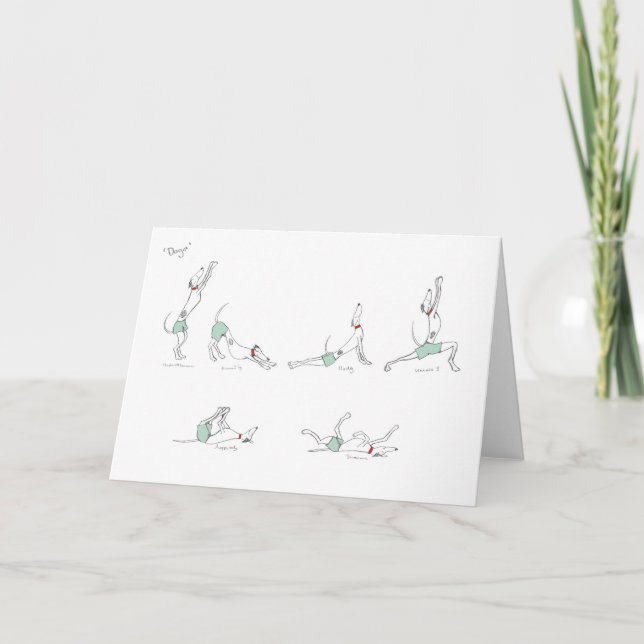 'Doga' - greyhound doing yoga card (Front)