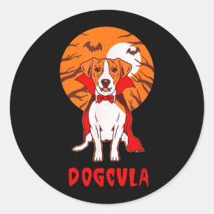 Dogcula Dog Pun Funny Halloween Classic Round Sticker