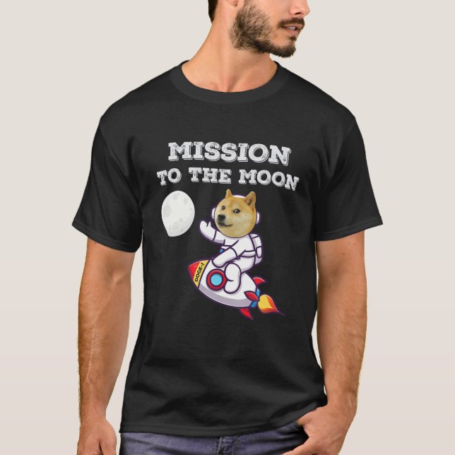 Doge-1 Mission To The Moon Doge-Coin Funny Shiba I T-Shirt (Front)